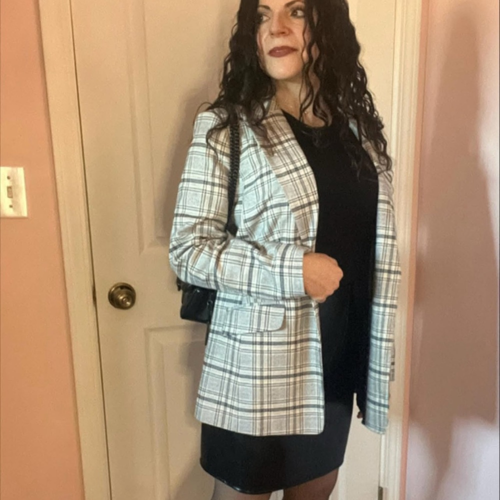 Talbots women’s multi plaid one button blazer size 8 petite
